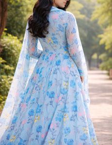 Floral Anarkali Kurta with Dupatta