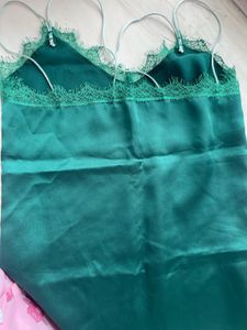 Green Satin Tank Top