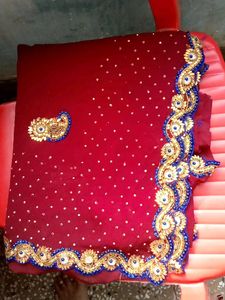 Elegant Red Embellished Saree