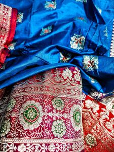 Pure Silk Katan Banarasi with running BP