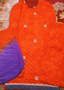 Orange Embroidered Kurta Set