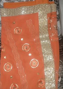 Peach Color Saree