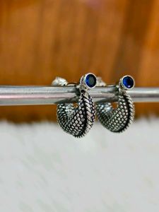 Pure Silver Blue Sapphire Stud Drop Earrings