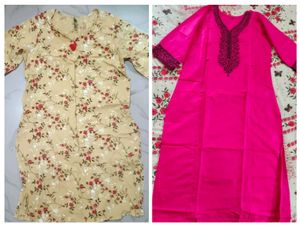 Floral Print & Pink Kurti Bundle