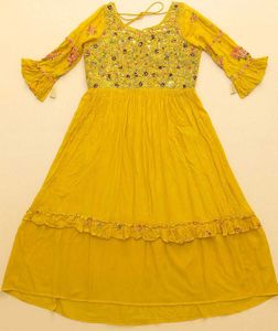 Yellow kurta cum gown