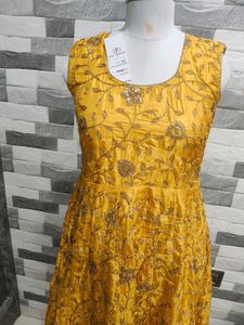 Elegant Yellow Embroidered Anarkali Suit