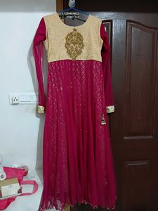 Elegant Pink &amp; Gold Anarkali