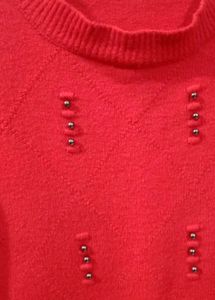 Red Embellished Sweater