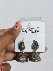 Small Oxidised Jhumka Set