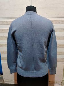 Elegant Pearl Embellished Blue Sweater