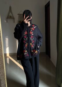 CROFT&BARROW VINTAGE AUTUMN FLORAL ZIPPER SWEATER
