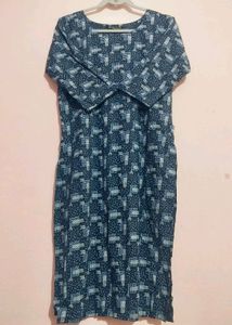 Blue Round Neck Kurti