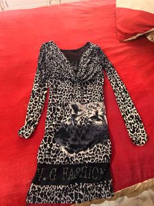Sexy Animal Print Black Long Top