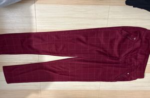Checked Burgundy Pants