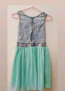Cute Denim &amp; Chiffon Dress