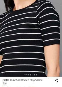 Code By Lifestyle Black And White Strips Top