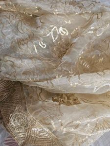 Golden Organza Saree With Blouse