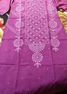 Magenta &amp; White Floral Printed Kurta
