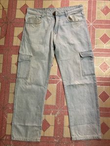 Light Wash Cargo Jeans