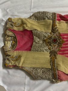 Elegant Pink &amp; Gold Embellished Dress
