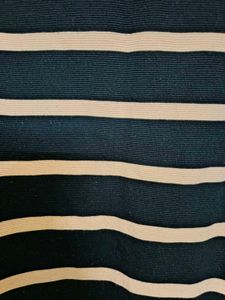Black And Beige Strip Winter Wear Top