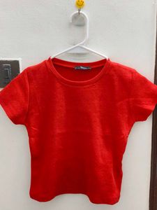Red ribbed T-Shirt