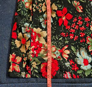 Flower Printed Midi Dress With Side Cut