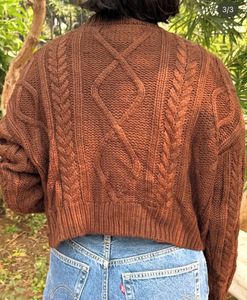 Brown Knit Turtleneck Sweater