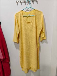 Yellow Chikankari Kurti