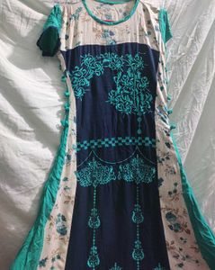 Blue Green Round Stylish Dress