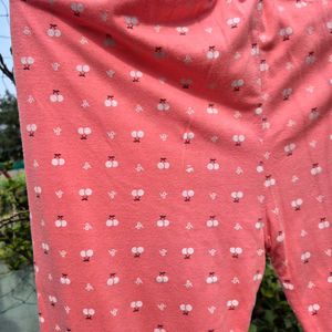 Cute Bunny Print Pink Nightwear For Girls