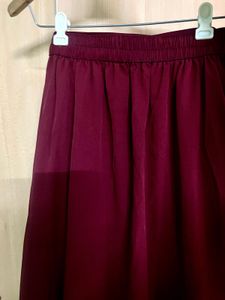 Maroon Skirt With Attached Pants Style