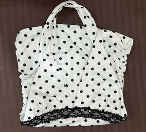 Outzidr White Halter Neck Polka Dot Top (S)