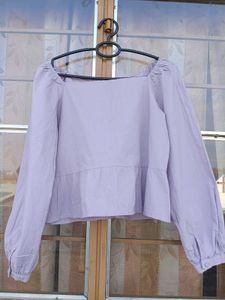 Lilac Peplum Long Sleeve Top