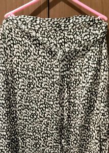 Black &amp; White Print Midi Skirt