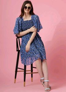 Floral Blue Midi Dress