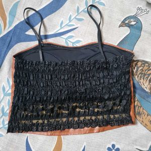 Brown Faux Leather Crop Top