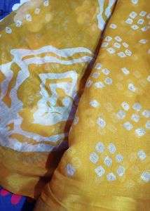 Yellow Cotton Saree With Blouse