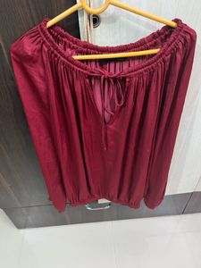 Burgundy peasant blouse