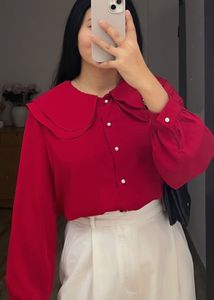Korean Vintage Collared Pearl Styled Top❤️