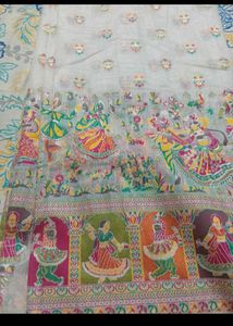 Floral Print Saree with Red Blouse