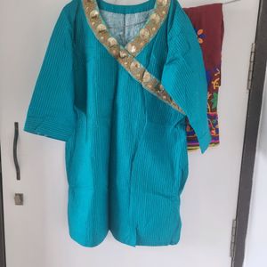 short kurta and thread work salwar