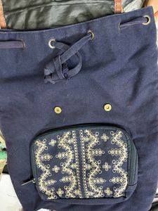 Navy Blue Cloth Bagpack