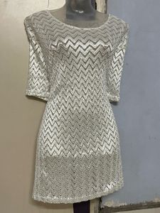 Pintrest Sparkly Silver Mini Dress
