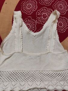 Zudio White Crochet Tank
