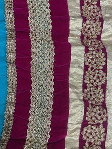 Teal Ethnic Skirt with Border and Dupatta