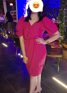 Chic Pink Wrap Dress