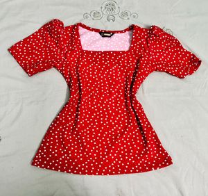 Red & White Polka Dot Top (heart)