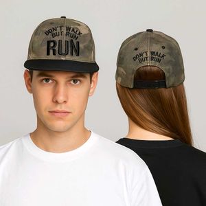 Camo "Don't Walk But Run" Snapback Cap
