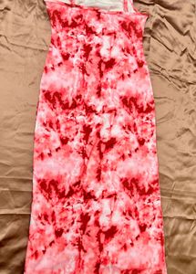 Red Tie-Dye Midi Slip Dress